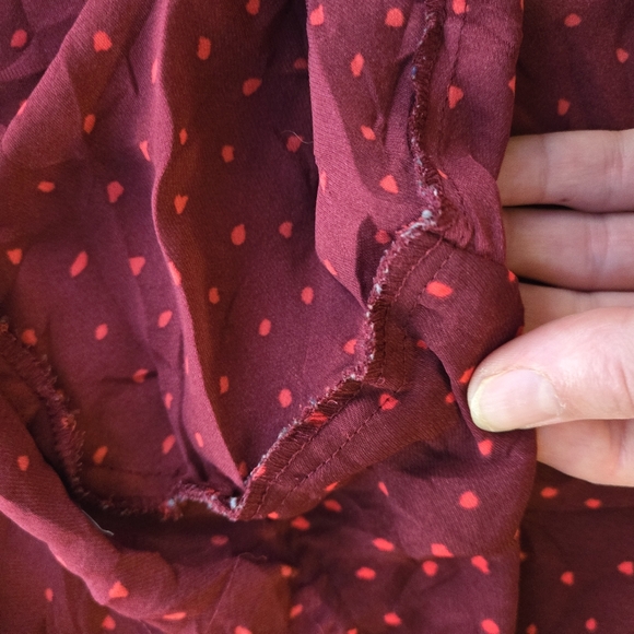 Lands' End Women's Burgundy Button Down Red Polka Dot sz 16 - Picture 9 of 9